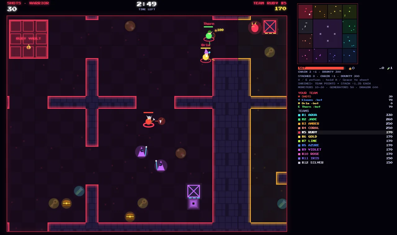 HACK & STASH ARENA: heroes, monsters and treasure in a neon dungeon